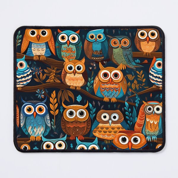 Item preview, Colorful Owls Pattern Art Print designed and sold by GiveMeMood.