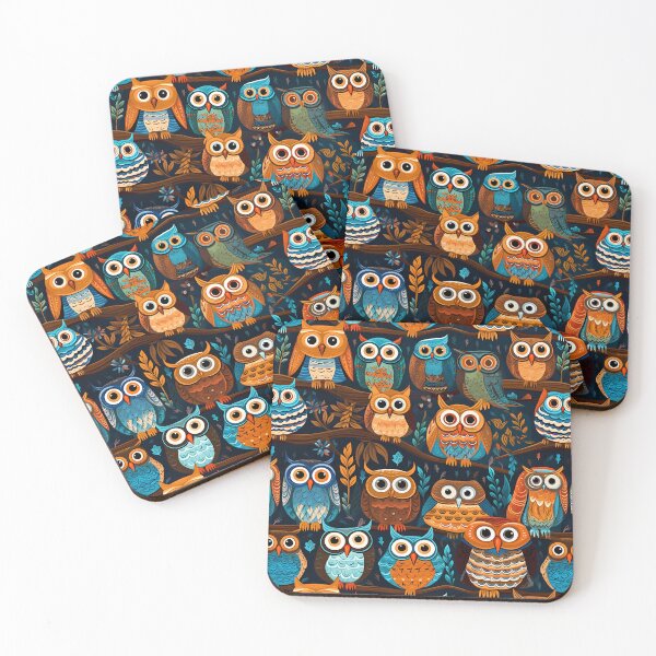 Item preview, Colorful Owls Pattern Art Print designed and sold by GiveMeMood.