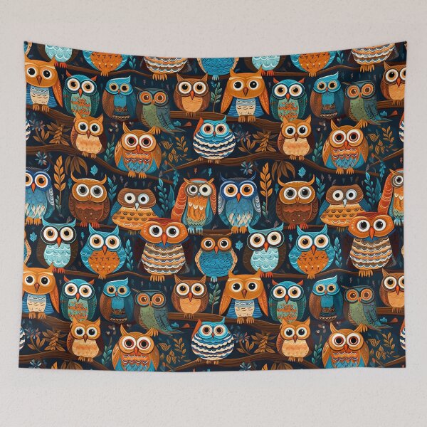 Item preview, Colorful Owls Pattern Art Print designed and sold by GiveMeMood.
