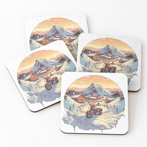 Item preview, Snowy Biker's Haven: Retro Isometric Motorcycle Track designed and sold by SynthPrint.