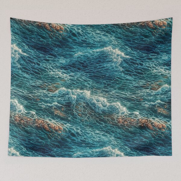 Item preview, Japanese-Inspired Waves and Refracted Light - Hyperrealistic Ocean Scene designed and sold by stateofhuman.