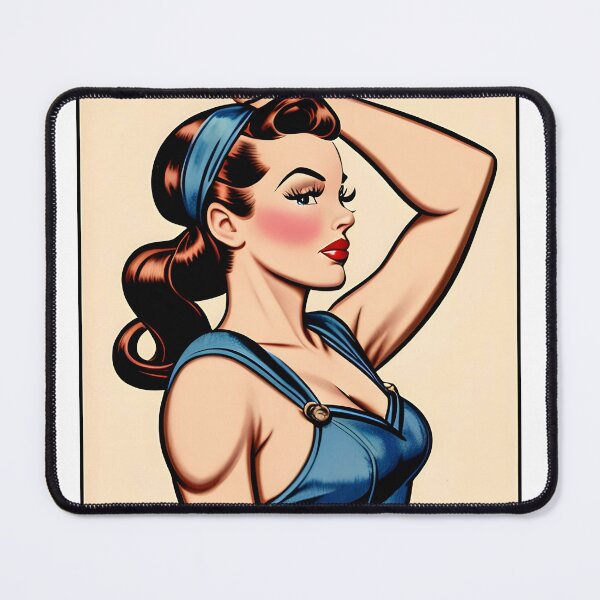 Item preview, 1940's pin up girl, in blue dungarees designed and sold by Bobby-Bucks.