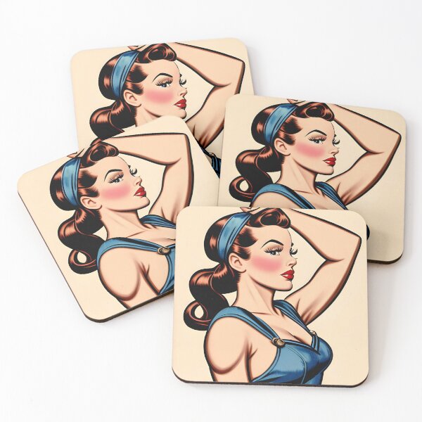 Item preview, 1940's pin up girl, in blue dungarees designed and sold by Bobby-Bucks.
