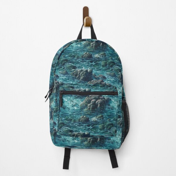 Item preview, Japanese-Inspired Ocean Scene with Rocks - Hyperrealistic Seascapes designed and sold by stateofhuman.