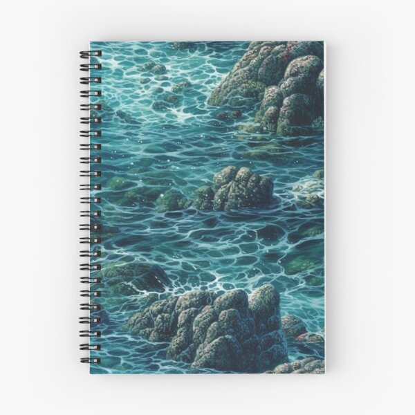 Item preview, Japanese-Inspired Ocean Scene with Rocks - Hyperrealistic Seascapes designed and sold by stateofhuman.