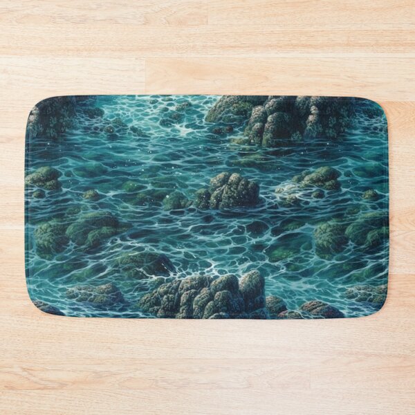 Item preview, Japanese-Inspired Ocean Scene with Rocks - Hyperrealistic Seascapes designed and sold by stateofhuman.