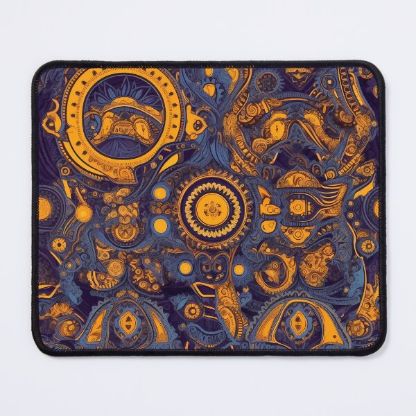 Item preview, Vibrant Pattern Art: Blue & Yellow Cybermysticsteampunk Design designed and sold by GiveMeMood.