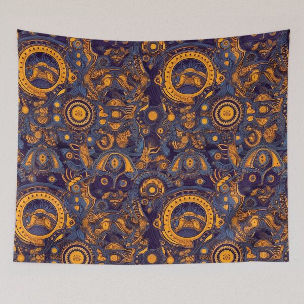 Item preview, Vibrant Pattern Art: Blue & Yellow Cybermysticsteampunk Design designed and sold by GiveMeMood.