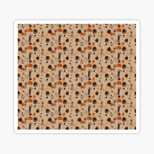 Retro Microphone, Vinyl Record Pattern | Vintage Ink-Blot Music Artwork Sticker