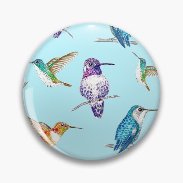Item preview, Four Illustrated Hummingbirds Tossed Pattern, Purple, Blue, Teal and Orange, Teal Background designed and sold by Sockstomistic.