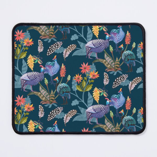 Item preview, Guinea Fowl Elegance on Prussian Blue designed and sold by Ramona Kurten.