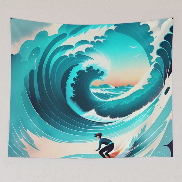 Item preview, Surfer riding a wave designed and sold by ArtFactoryAI.