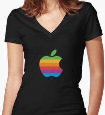 Apple Rainbow Women's Fitted V-Neck T-Shirt