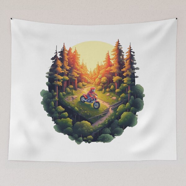 Item preview, Forest Trail Adventure: Cartoon Dirt Bike Waits designed and sold by SynthPrint.