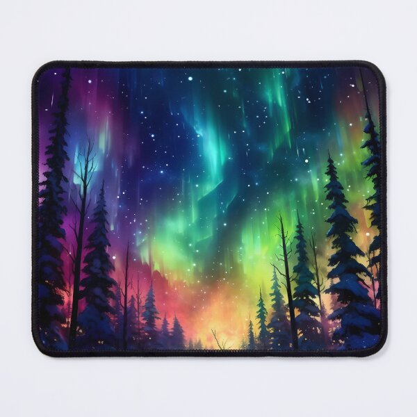 Aperçu de l'œuvre Aurora Borealis Enchanted Glowing Neon Forest créée et vendue par Spell-Craft.