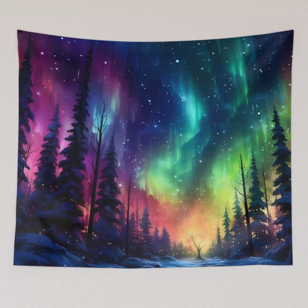 Item preview, Aurora Borealis Enchanted Glowing Neon Forest designed and sold by Spell-Craft.