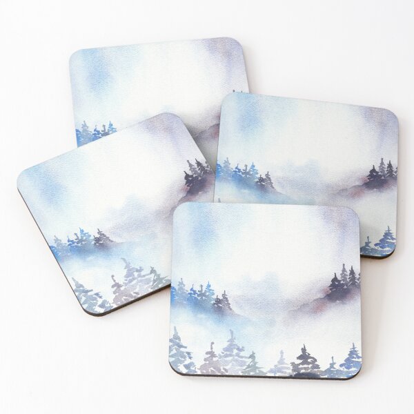 Item preview, Misty blue and purple watercolor forest designed and sold by AnissaF.