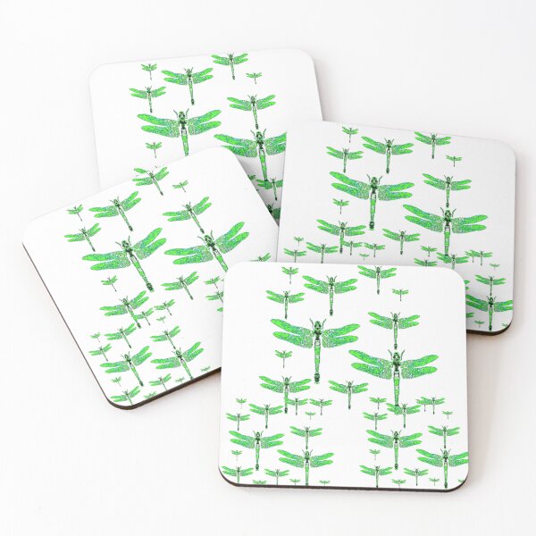 Item preview, EMERALD DRAGONFLIES PATTERN FLIGHT WHITE ART designed and sold by sharlesart.