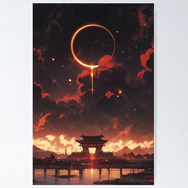 Solar Eclipse over Japanese Architecture 