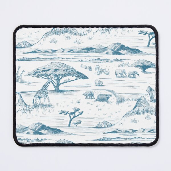 Item preview, African Savanna Toile de Jouy, Blue on White designed and sold by Brittany Lane Allen.