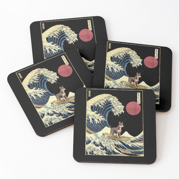 Aperçu de l'œuvre Lancashire Heeler Kanagawa Japanese Surfing Wave créée et vendue par rafaeltto.
