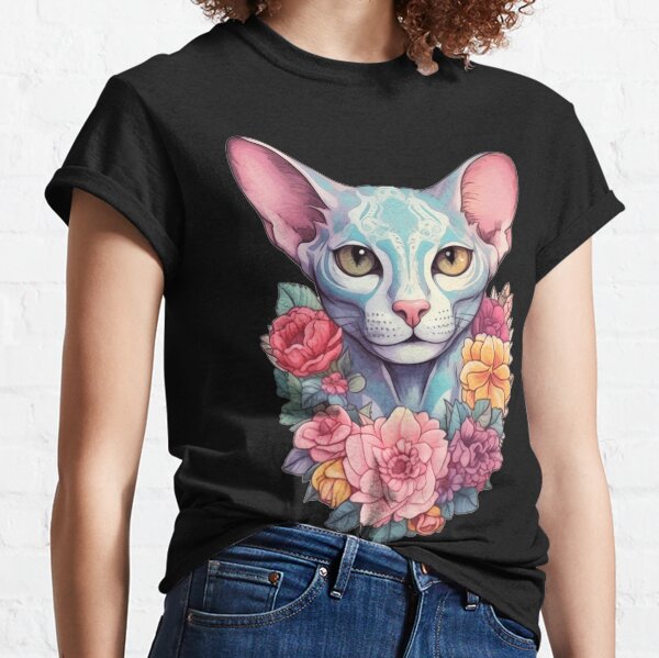 Sphynx Cat with Flowers Classic T-Shirt