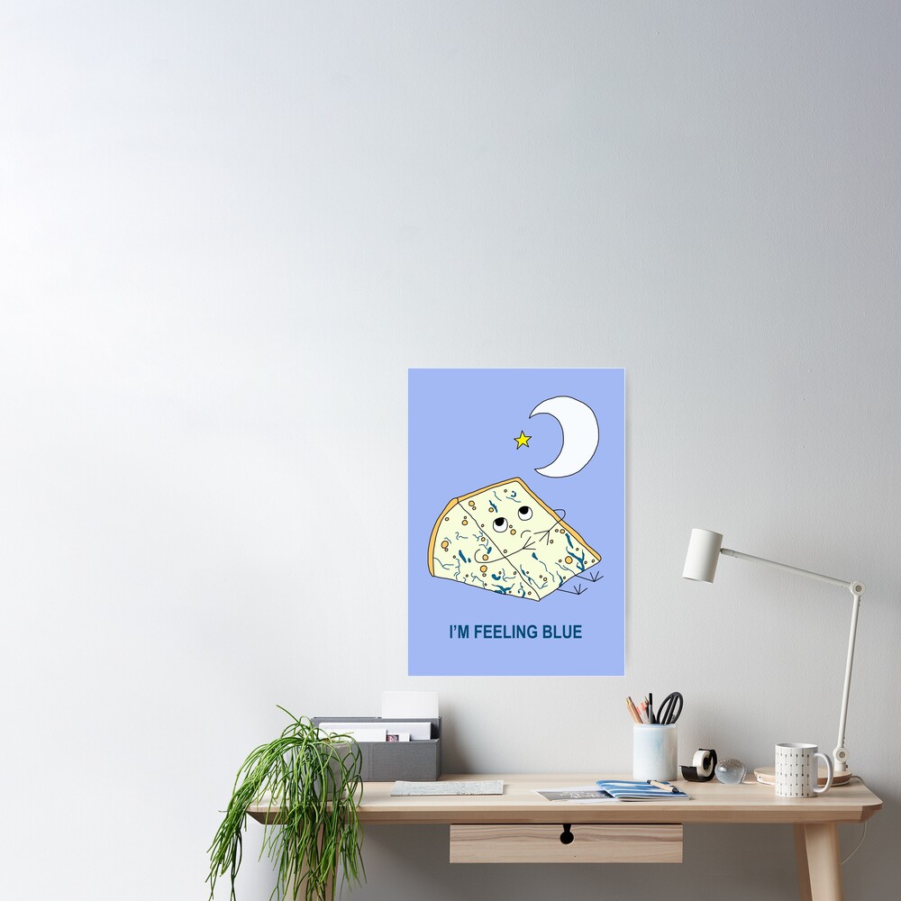 Feeling Blue Cheese Illustration Sticker for Sale by Uplift Illustrations