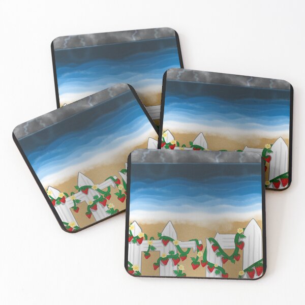 Item preview, Strawberry Vines Oceanside Fence Original Artwork designed and sold by Eri-chanArt.