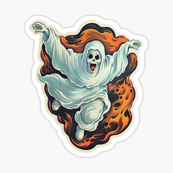 Flaming Ghost Sticker