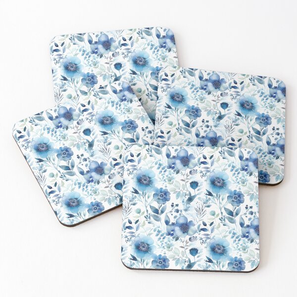 Item preview, Blue floral pattern  designed and sold by florallover444.