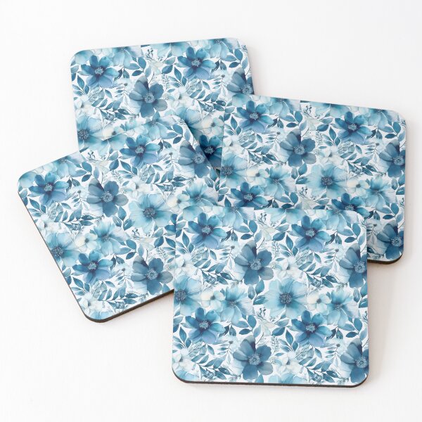 Item preview, Blue floral pattern  designed and sold by florallover444.