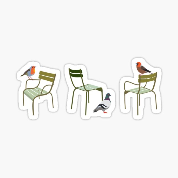 Item preview, Paris park iconic green chairs with native birds designed and sold by Jennifer Ladd.