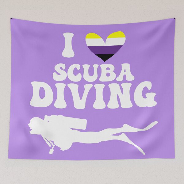 Item preview, I Heart Scuba: Nonbinary Pride (White) designed and sold by Zia Frazier.