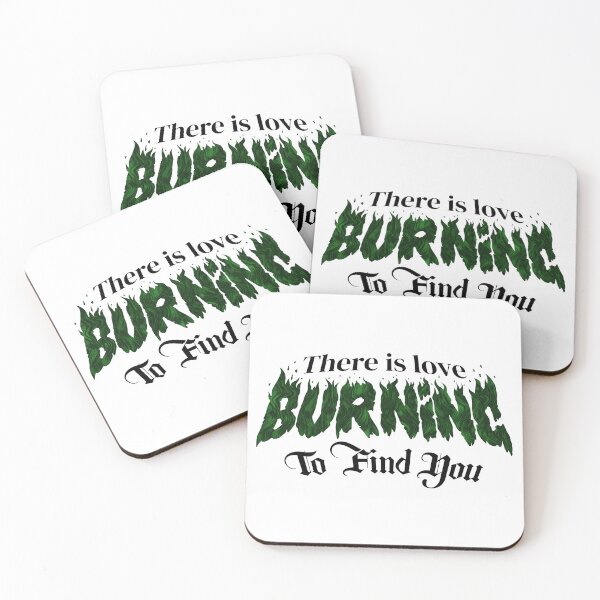 Item preview, There is Love Burning to Find You Hay Amor Ardiendo Phrase Metalcore Killswitch Engage My Curse Typography Fire - 2 Green designed and sold by N3F1.