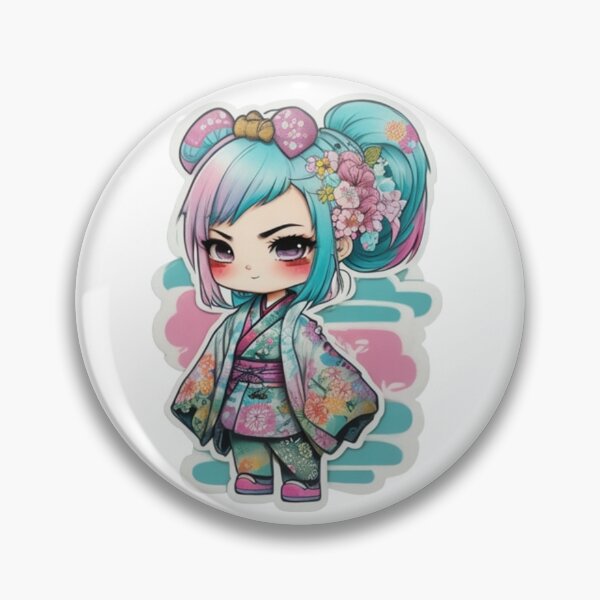 Item preview, Adorable kimono-clad girl radiating stylish charm stickers and more. designed and sold by mefirefire.
