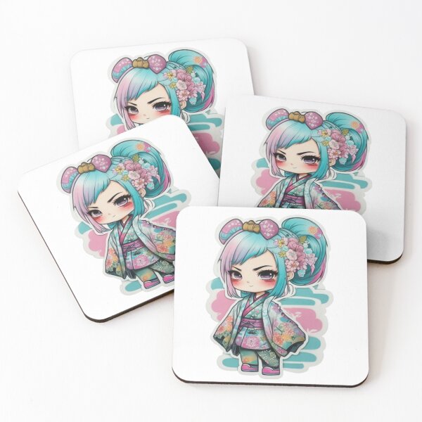 Item preview, Adorable kimono-clad girl radiating stylish charm stickers and more. designed and sold by mefirefire.