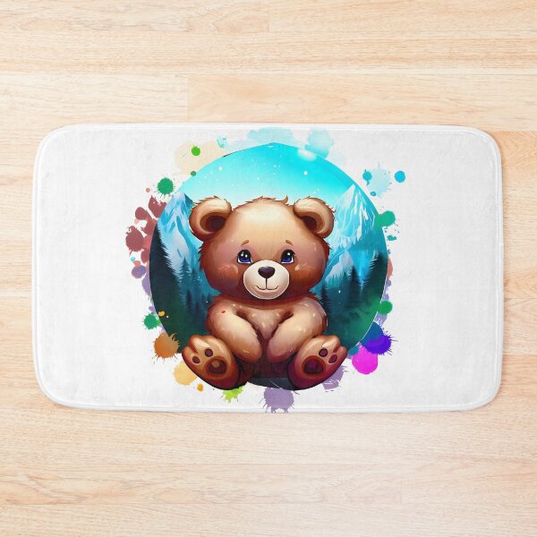 Item preview, Cute and sweet baby bear in a pine forest  designed and sold by ArtandSmile.