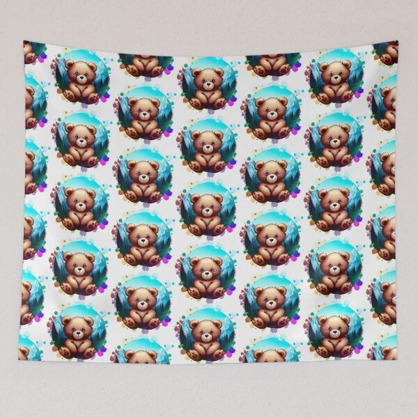 Item preview, Cute and sweet baby bear in a pine forest  designed and sold by ArtandSmile.