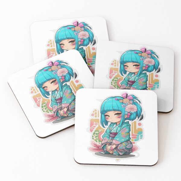 Item preview, Adorable kimono-clad girl radiating stylish charm stickers and more. designed and sold by mefirefire.