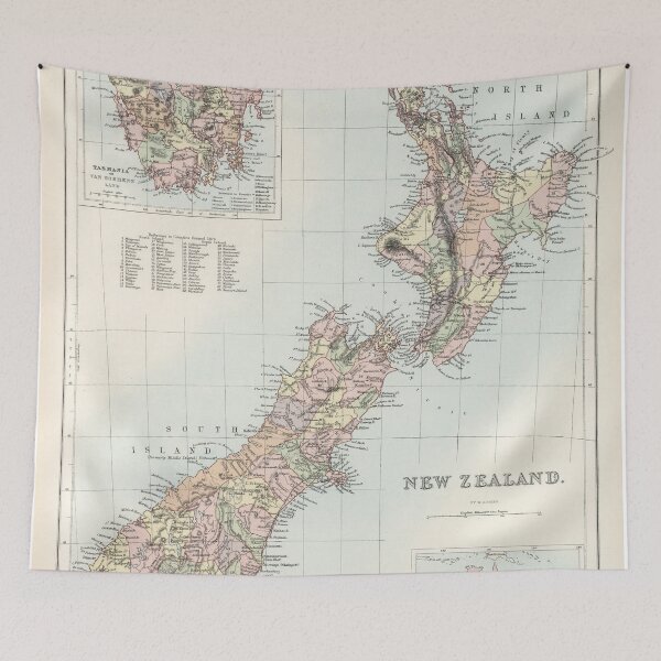 Item preview, Vintage Map of New Zealand (1884) designed and sold by BravuraMedia.