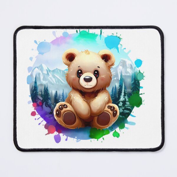Item preview, Cute baby bear in a pine forest cartoon designed and sold by ArtandSmile.