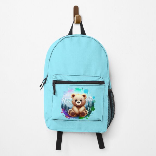 Item preview, Cute baby bear in a pine forest cartoon designed and sold by ArtandSmile.
