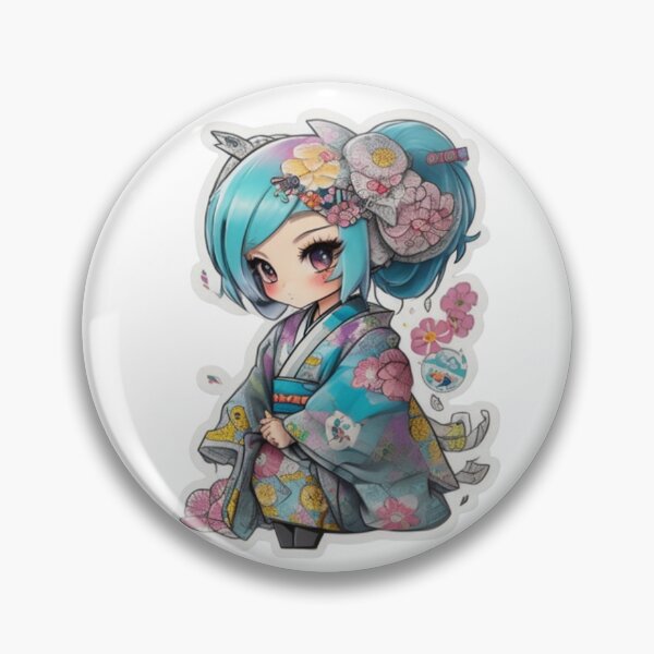Item preview, Adorable kimono-clad girl radiating stylish charm stickers and more. designed and sold by mefirefire.