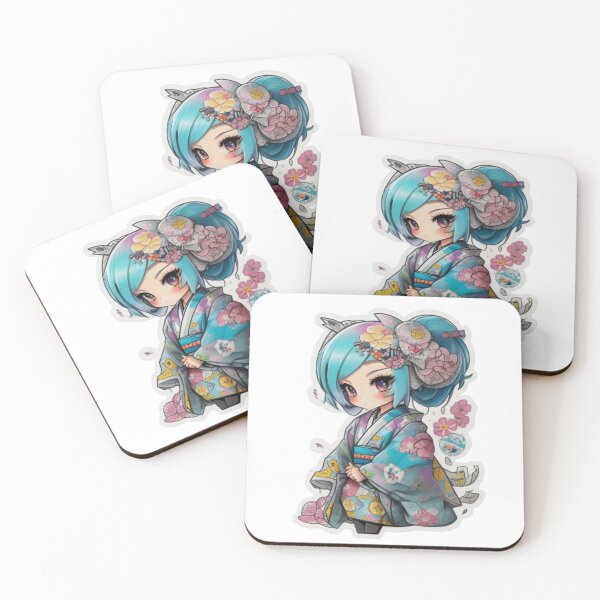 Item preview, Adorable kimono-clad girl radiating stylish charm stickers and more. designed and sold by mefirefire.