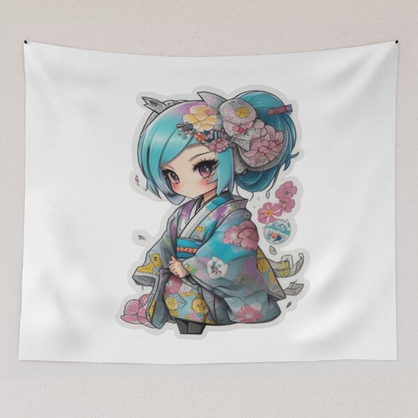 Item preview, Adorable kimono-clad girl radiating stylish charm stickers and more. designed and sold by mefirefire.