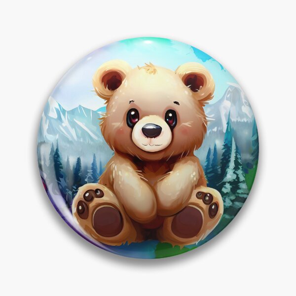 Item preview, Cute baby bear in a pine forest cartoon designed and sold by ArtandSmile.