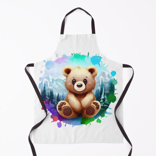 Item preview, Cute baby bear in a pine forest cartoon designed and sold by ArtandSmile.