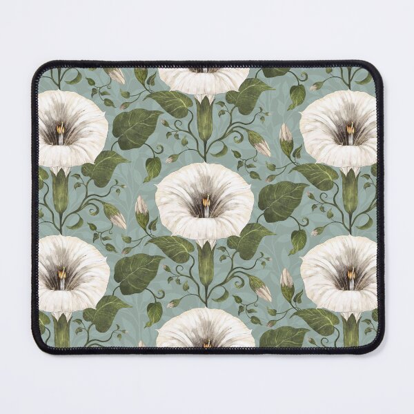 Aperçu de l'œuvre Dreamy Moonflower sur bleu-vert créée et vendue par Silver Steer Design.