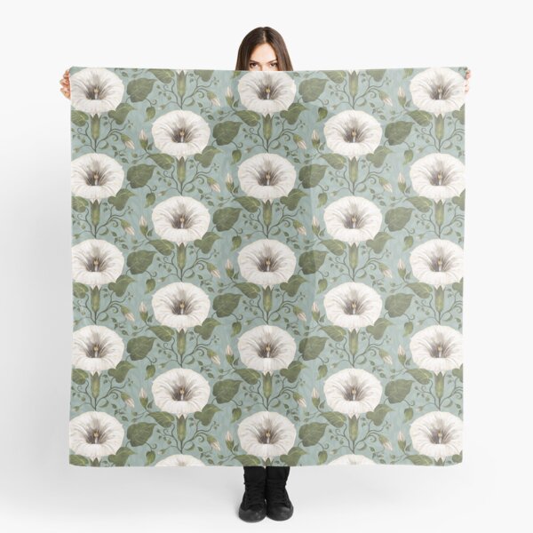 Aperçu de l'œuvre Dreamy Moonflower sur bleu-vert créée et vendue par Silver Steer Design.