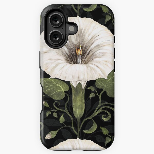Aperçu de l'œuvre Dreamy Moonflower sur noir créée et vendue par Silver Steer Design.